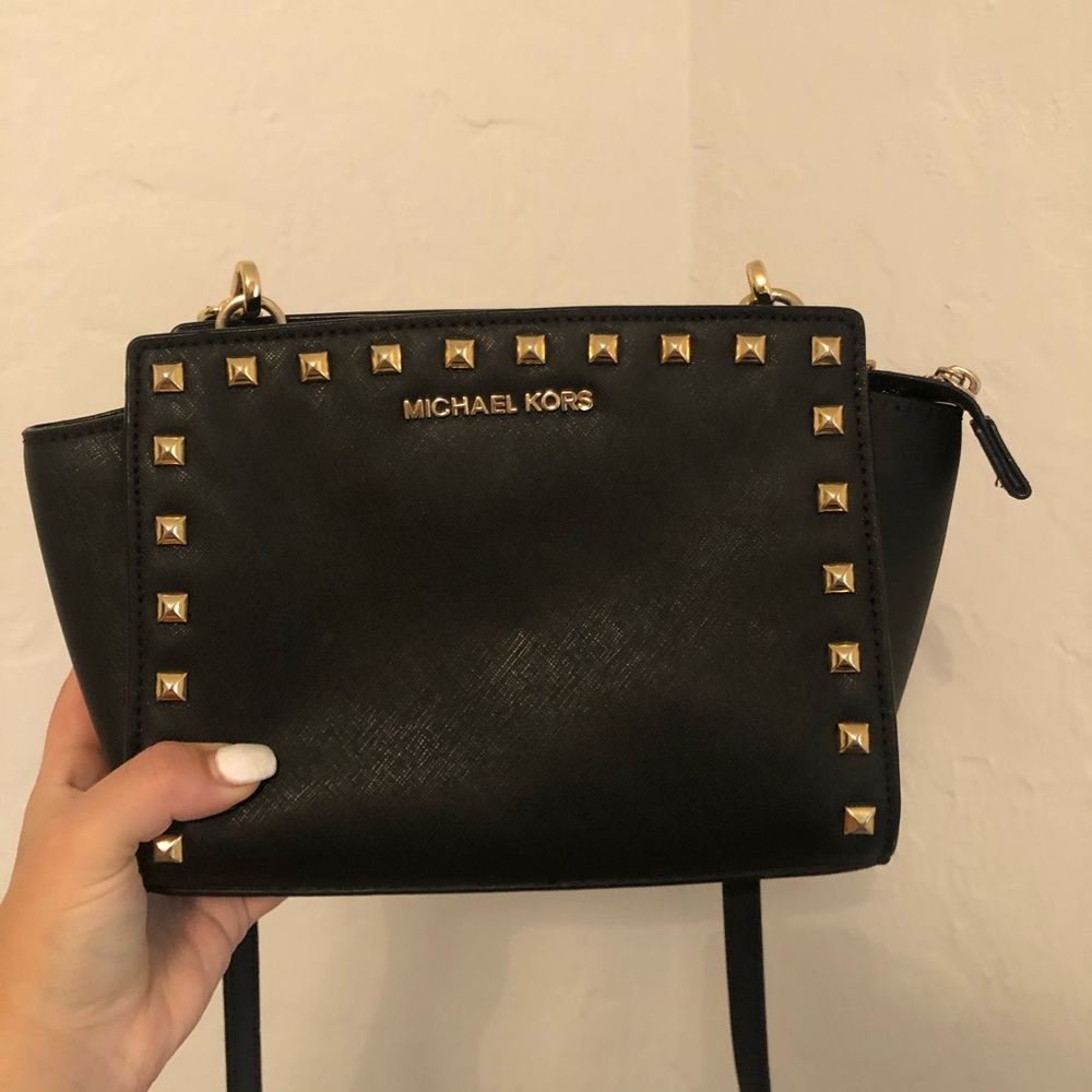 Michael Kors black studded cross body